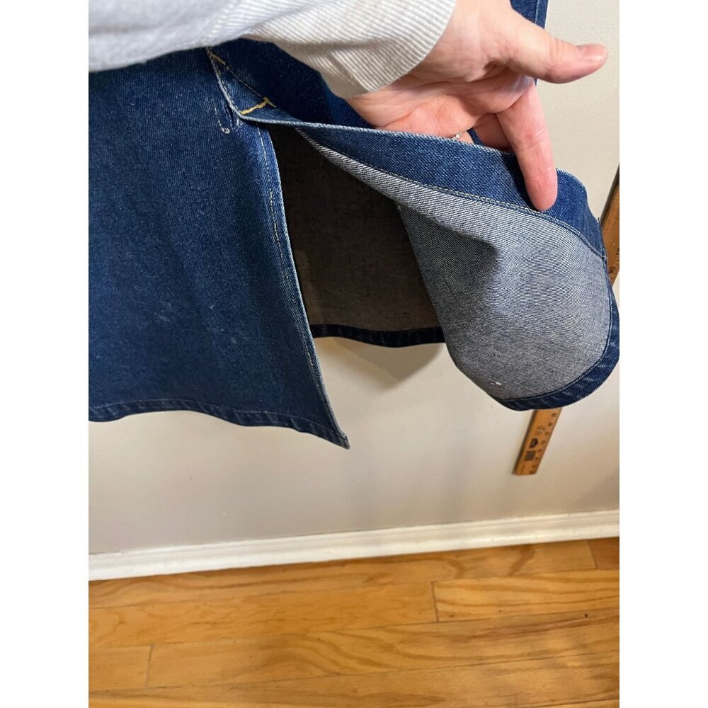 Vintage Lee Denim Corduroy Chore Coat L Blue Jean Duster Trench Barn 70s Work - Picture 12 of 15